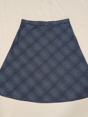 Vtg Cedar Hill Women's 14 A-line Plaid Midi Skirt Blue Preppy Pull On Retro VGUC